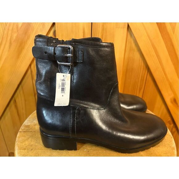 Gap Leather Black Buckle Moto Riding Boots Size 6 Women's nwt read - Picture 1 of 9